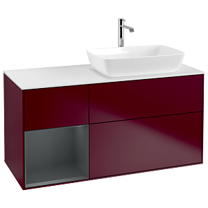Villeroy et Boch Finion Villeroy et Boch G801HGHB 120cm, plaque de recouvrement blanc mat, Emotion, étagères laqué mat Midnight, Peony Matt