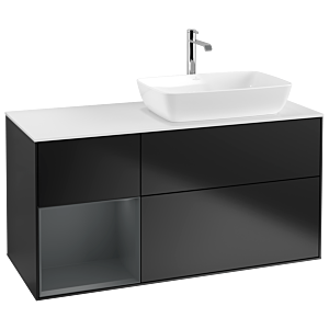 Villeroy und Boch Finion Waschtischunterschrank G801HGPD 120cm, Abdeckplatte white matt, Emotion, Regale Midnight matt lacquer, Black matt lacquer