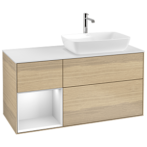 Villeroy und Boch Finion Waschtischunterschrank G801MTPC 120cm, Abdeckplatte white matt, Emotion, Regale White matt lacquer, Oak Veneer