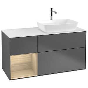 Villeroy and Boch Finion Villeroy and Boch Finion G801PCGK 120cm, cover plate matt white, Emotion, shelves Oak Veneer , anthracite matt