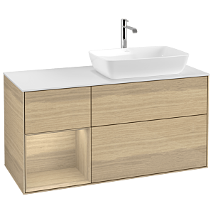 Villeroy et Boch Finion Villeroy et Boch G801PCPC 120cm, plaque de finition blanc mat, émotion, étagères Oak Veneer , Oak Veneer
