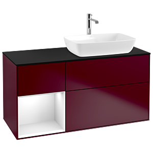Villeroy et Boch Finion Villeroy et Boch G802GFHB 120cm, plaque de finition noir mat, Emotion, étagères Laque blanc brillant, Peony Matt