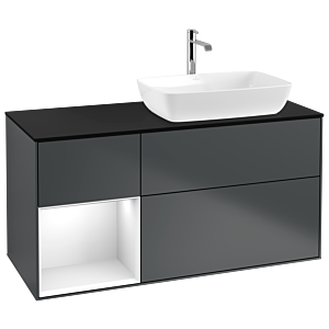 Villeroy and Boch Finion Villeroy and Boch Finion G802GFHG 120cm, cover plate black matt, Emotion, shelves Glossy white lacquer, Midnight Blue Matt Lacquer