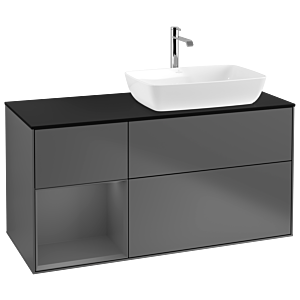 Villeroy and Boch Finion Villeroy and Boch Finion G802GKGK 120cm, cover plate black matt, Emotion, shelves Anthracite matt lacquer, Anthracite matt