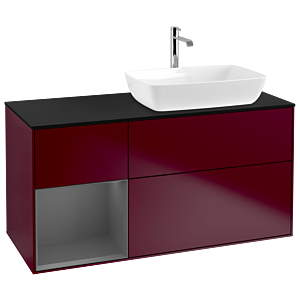 Villeroy und Boch Finion Waschtischunterschrank G802GKHB 120cm, Abdeckplatte black matt, Emotion, Regale Anthracite matt lacquer, Peony Matt