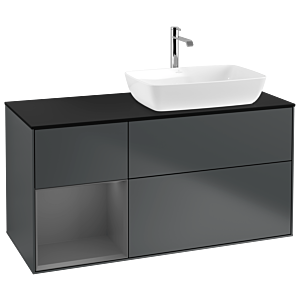 Villeroy and Boch Finion Villeroy and Boch Finion G802GKHG 120cm, cover plate black matt, Emotion, shelves Anthracite matt lacquer, Midnight Blue Matt Lacquer