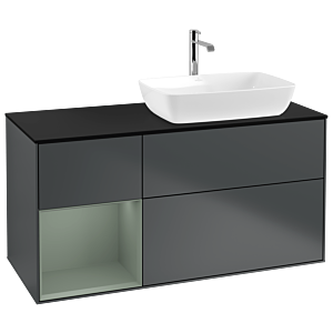 Villeroy and Boch Finion Villeroy and Boch Finion G802GMHG 120cm, cover plate black matt, Emotion, shelves olive matt lacquer, Midnight Blue Matt Lacquer