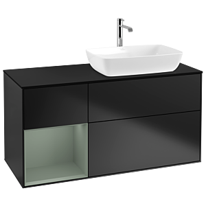 Villeroy and Boch Finion Villeroy and Boch Finion G802GMPD 120cm, cover plate black matt, Emotion, shelves olive matt lacquer, black matt lacquer