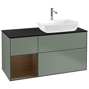 Villeroy and Boch Finion Villeroy and Boch Finion G802GNGM 120cm, cover plate black matt, emotion, shelves Walnut Veneer , Olive Matt Lacquer