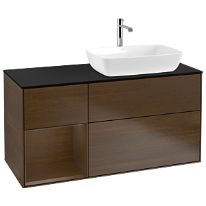 Villeroy et Boch Finion Villeroy et Boch G802GNGN 120cm, plaque de finition noir mat, emotion, étagères Walnut Veneer , placage Walnut Veneer