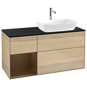 Villeroy et Boch Finion Villeroy et Boch G802GNPC 120cm, plaque de recouvrement noir mat, emotion, étagères Walnut Veneer , Oak Veneer