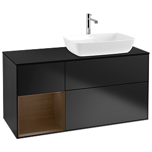Villeroy and Boch Finion Villeroy and Boch Finion G802GNPD 120cm, cover plate black matt, Emotion, shelves Walnut Veneer , black matt lacquer