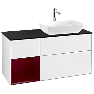 Villeroy and Boch Finion Villeroy and Boch Finion G802HBGF 120cm, black matt cover plate, Emotion, Peony matt lacquer shelves, glossy white lacquer