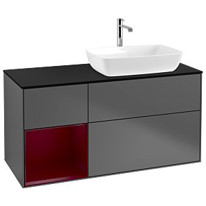 Villeroy et Boch Finion Villeroy et Boch G802HBGK 120cm, plaque de finition noir mat, Emotion, étagères Peony laqué mat, anthracite mat