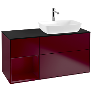 Villeroy und Boch Finion Waschtischunterschrank G802HBHB 120cm, Abdeckplatte black matt, Emotion, Regale Peony matt lacquer, Peony Matt