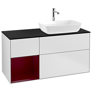 Villeroy and Boch Finion Villeroy and Boch Finion G802HBMT 120cm, cover plate black matt, Emotion, shelves Peony matt lacquer, white matt lacquer