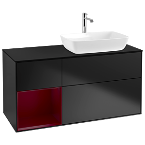 Villeroy and Boch Finion Villeroy and Boch Finion G802HBPD 120cm, cover plate black matt, Emotion, shelves Peony matt lacquer, black matt lacquer