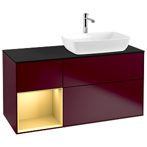 Villeroy and Boch Finion Villeroy and Boch Finion G802HFHB 120cm, black matt cover plate, Emotion, gold matt lacquer shelves, Peony Matt