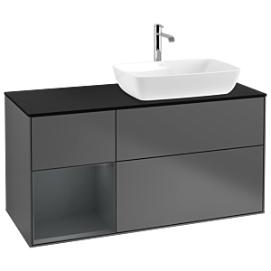 Villeroy et Boch Finion Villeroy et Boch G802HGGK 120cm, plaque de finition noir mat, Emotion, étagères Laque mat minuit, Anthracite mat