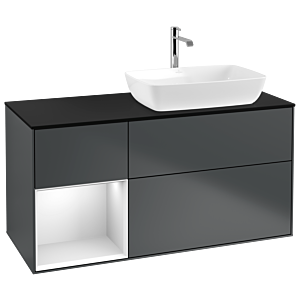 Villeroy et Boch Finion Villeroy et Boch G802MTHG 120cm, plaque de recouvrement noire mate, Emotion, étagères Blue Matt Lacquer blanc mat, Midnight Blue Matt Lacquer
