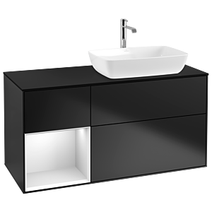 Villeroy and Boch Finion Villeroy and Boch Finion G802MTPD 120cm, cover plate black matt, Emotion, shelves white matt lacquer, black matt lacquer