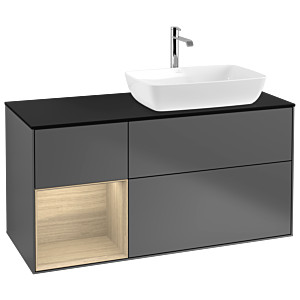 Villeroy et Boch Finion G802PCGK 120cm, plaque de recouvrement noir mat, emotion, étagères Oak Veneer , anthracite mat