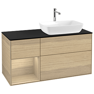 Villeroy et Boch Finion Villeroy et Boch G802PCPC 120cm, plaque de recouvrement noir mat, emotion, étagères Oak Veneer , Oak Veneer