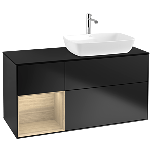 Villeroy and Boch Finion Villeroy and Boch Finion G802PCPD 120cm, cover plate black matt, Emotion, shelves Oak Veneer , black matt lacquer