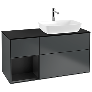 Villeroy et Boch Finion Villeroy et Boch G802PDHG 120cm, plaque de finition noir mat, Emotion, étagères laqué noir mat, Midnight Blue Matt Lacquer