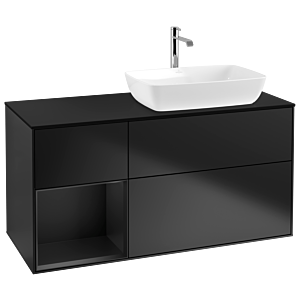 Villeroy et Boch Finion Villeroy et Boch G802PDPD 120cm, plaque de recouvrement noir mat, Emotion, étagères Laque noire mate, Laque noire mate