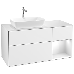 Villeroy and Boch Finion Villeroy and Boch Finion G811GFGF 120cm, cover plate matt white, Emotion, shelves Glossy white lacquer, Glossy white lacquer