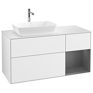 Villeroy and Boch Finion Villeroy and Boch Finion G811GKGF 120cm, cover plate matt white, Emotion, shelves anthracite matt lacquer, glossy white lacquer