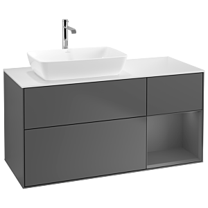 Villeroy et Boch Finion Villeroy et Boch G811GKGK 120cm, plaque de recouvrement blanc mat, Emotion, étagères Laque anthracite mat, Anthracite mat