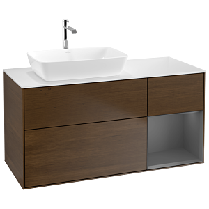 Villeroy and Boch Finion Villeroy and Boch Finion G811GKGN 120cm, cover plate white matt, Emotion, shelves Anthracite matt lacquer, Walnut veneer