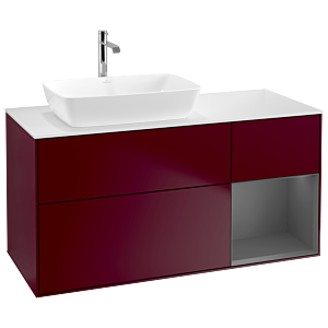 Villeroy et Boch Finion Villeroy et Boch G811GKHB 120cm, plateau blanc mat, Emotion, étagères laquées anthracite mat, Peony Matt