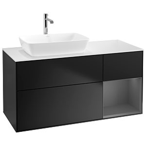 Villeroy et Boch Finion Villeroy et Boch G811GKPD 120cm, plaque de recouvrement blanc mat, Emotion, étagères Laque anthracite mate, Laque noire mate
