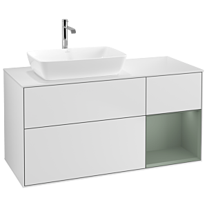 Villeroy and Boch Finion Villeroy and Boch Finion G811GMMT 120cm, cover plate white matt, Emotion, shelves olive matt lacquer, white matt lacquer
