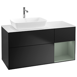 Villeroy and Boch Finion Villeroy and Boch Finion G811GMPD 120cm, cover plate white matt, Emotion, shelves olive matt lacquer, black matt lacquer