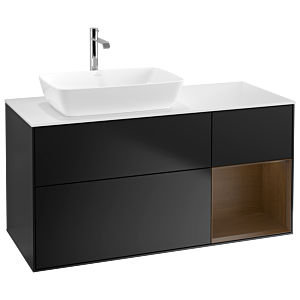 Villeroy and Boch Finion Villeroy and Boch Finion G811GNPD 120cm, white matt Walnut Veneer , Emotion, Walnut Veneer shelves, black matt lacquer