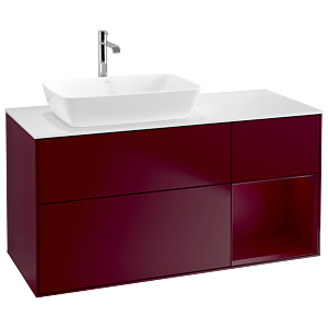 Villeroy und Boch Finion Waschtischunterschrank G811HBHB 120cm, Abdeckplatte white matt, Emotion, Regale Peony matt lacquer, Peony Matt