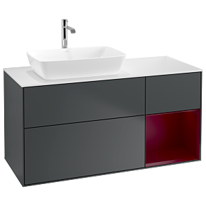 Villeroy und Boch Finion Waschtischunterschrank G811HBHG 120cm, Abdeckplatte white matt, Emotion, Regale Peony matt lacquer, Midnight Blue Matt Lacquer