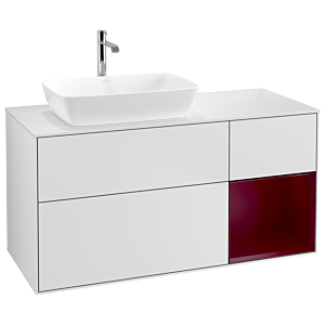 Villeroy und Boch Finion Waschtischunterschrank G811HBMT 120cm, Abdeckplatte white matt, Emotion, Regale Peony matt lacquer, White matt lacquer
