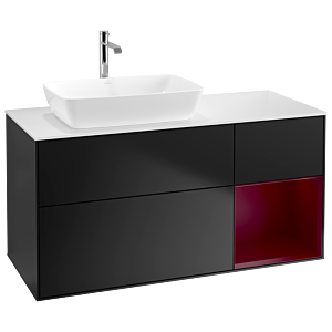 Villeroy und Boch Finion Waschtischunterschrank G811HBPD 120cm, Abdeckplatte white matt, Emotion, Regale Peony matt lacquer, Black matt lacquer