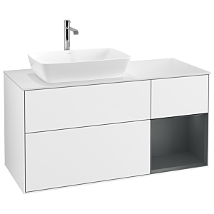 Villeroy and Boch Finion Villeroy and Boch Finion G811HGGF 120cm, cover plate matt white, Emotion, shelves Midnight matt lacquer, Glossy white lacquer