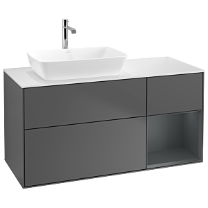 Villeroy und Boch Finion Waschtischunterschrank G811HGGK 120cm, Abdeckplatte white matt, Emotion, Regale Midnight matt lacquer, Anthracite matt