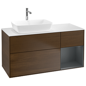 Villeroy and Boch Finion Villeroy and Boch Finion G811HGGN 120cm, cover plate white matt, Emotion, shelves Midnight matt lacquer, Walnut veneer