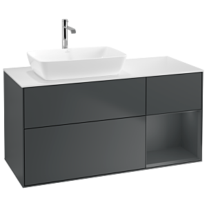Villeroy und Boch Finion Waschtischunterschrank G811HGHG 120cm, Abdeckplatte white matt, Emotion, Regale Midnight matt lacquer, Midnight Blue Matt Lacquer