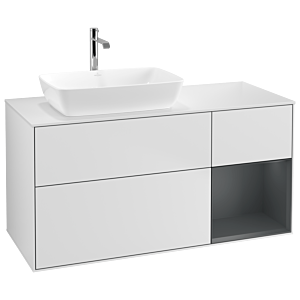 Villeroy and Boch Finion Villeroy and Boch Finion G811HGMT 120cm, cover plate matt white, Emotion, shelves Midnight matt lacquer, matt white lacquer