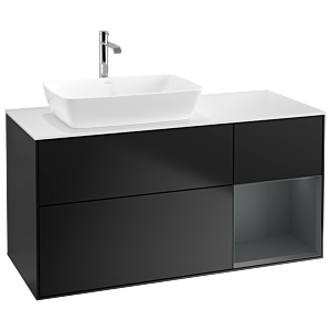 Villeroy und Boch Finion Waschtischunterschrank G811HGPD 120cm, Abdeckplatte white matt, Emotion, Regale Midnight matt lacquer, Black matt lacquer