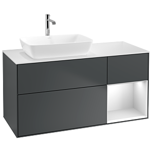 Villeroy und Boch Finion Waschtischunterschrank G811MTHG 120cm, Abdeckplatte white matt, Emotion, Regale White matt lacquer, Midnight Blue Matt Lacquer